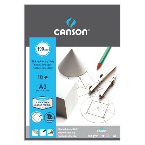Blok techniczny Canson Biały A3/10/190g